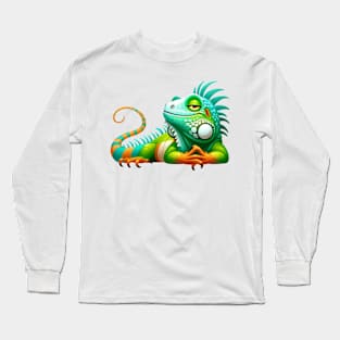 Sassy Iguana Illustration Long Sleeve T-Shirt